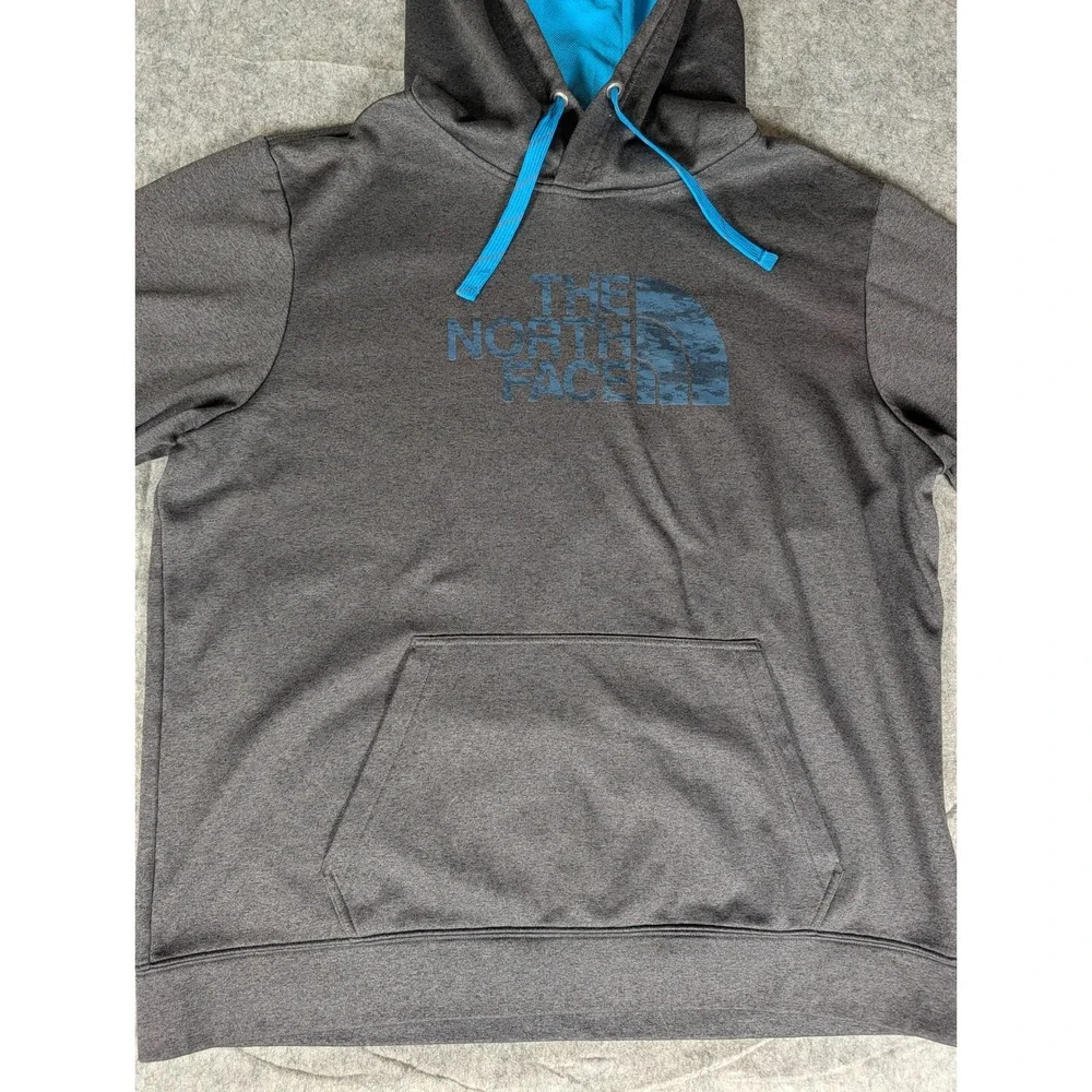 The North Face Mens Hoodie Charcoal Gray Blue Camo Logo Pullover‎ XL 5051
